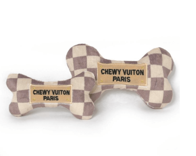 Mini 3.5" Chewy Vuitton Designer Shoe Classic Dog Toy Plush Squeaky